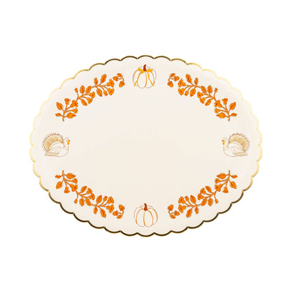Foil Pumpkin 17" Paper Platter (6ct)