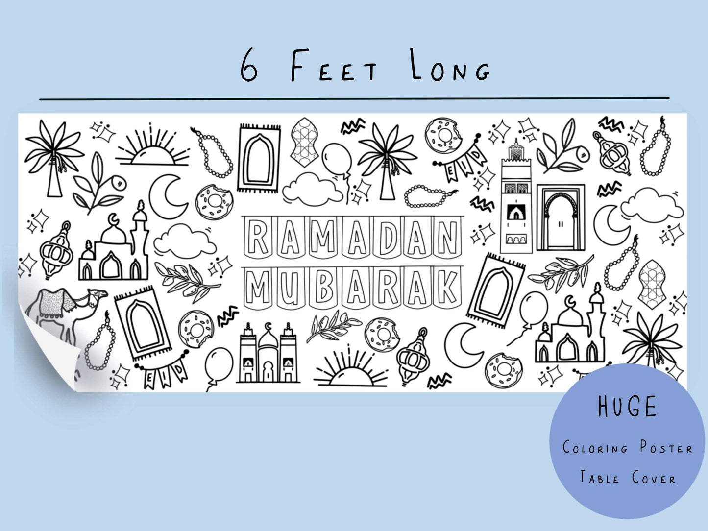 Huge Ramadan  Coloring Poster | Coloring Table Cover