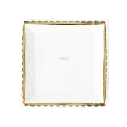 Gold Ruffle Edge 12in Plates 8ct