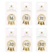 Gold Enamel Birthday Pin Badge