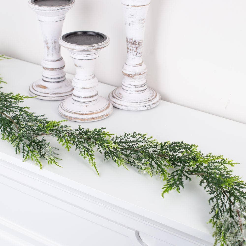 72" Artificial Icy Cedar Juniper Garland