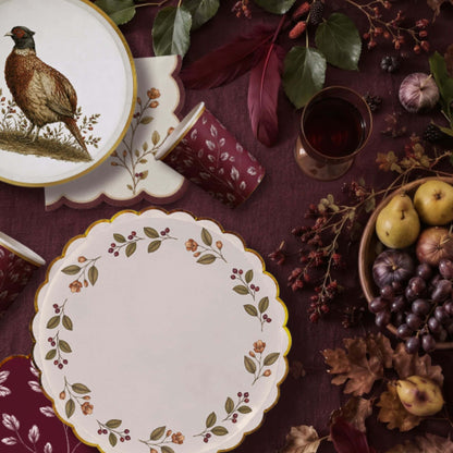 Mulberry Stem Scalloped Edge Cocktail Napkins