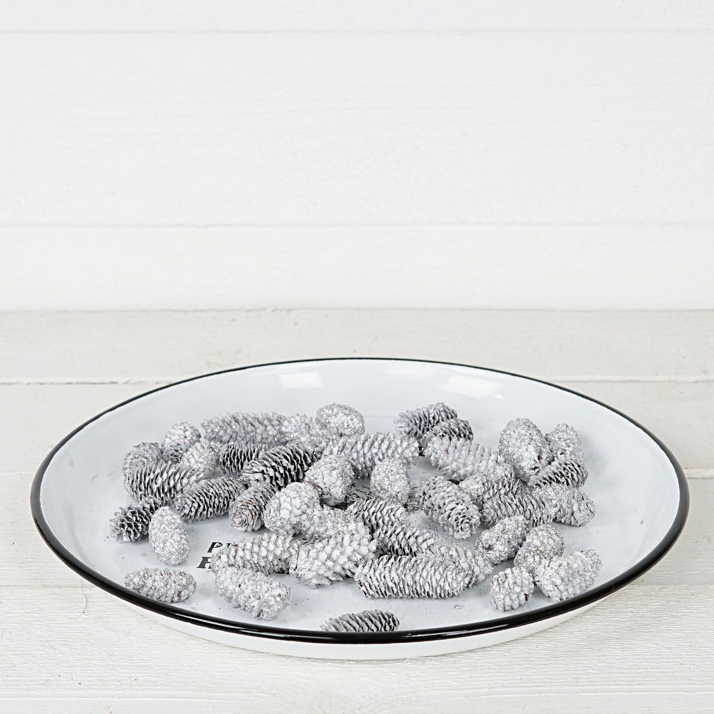 Birchcone Decor Bag-130g-White with silver glitter