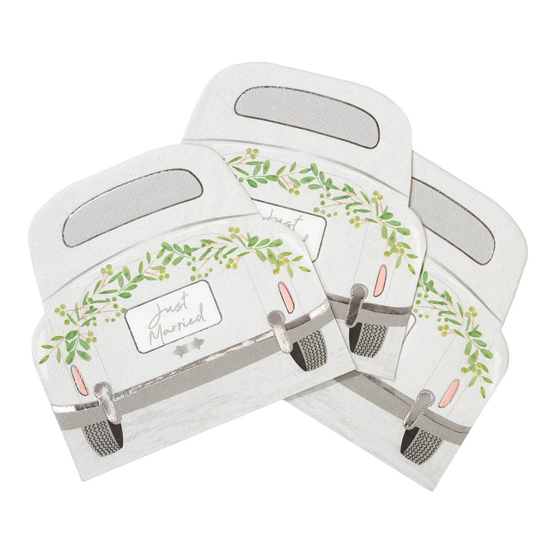 Just Married Car Shaped Napkins - 16 Pack | Wedding Decor |