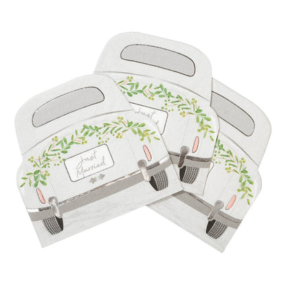 Just Married Car Shaped Napkins - 16 Pack | Wedding Decor |