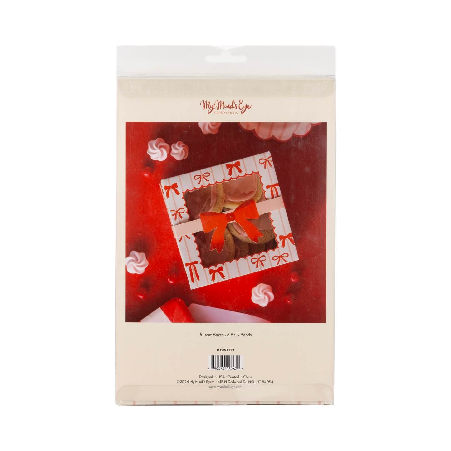 Red and Pink Bows Cookie Box 6ct