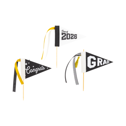 Black Graduation Felt Pennant Banner Set