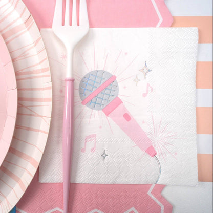 Pop Star Dance Party Microphone Cocktail Napkins 16ct