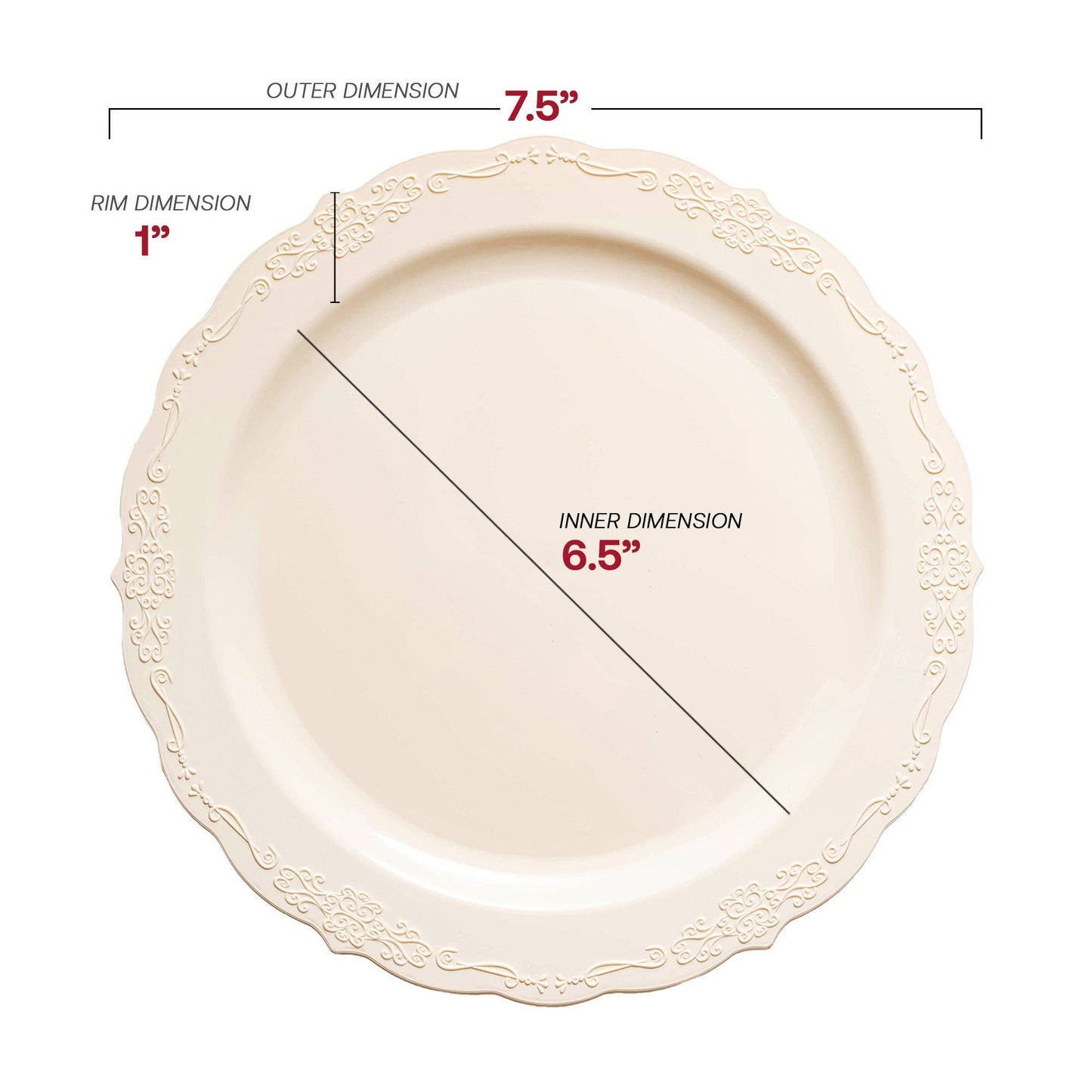 Ivory Vintage Round Plastic Dinnerware Value Set - 20 Sets