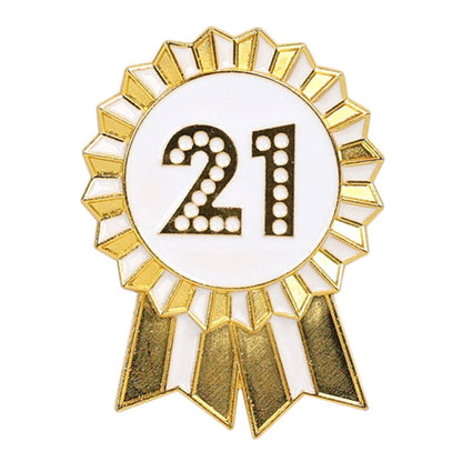 Gold Enamel Birthday Pin Badge