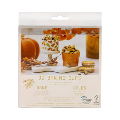 Gold Foil Autumn Leaves 5oz Baking Cups 36ct