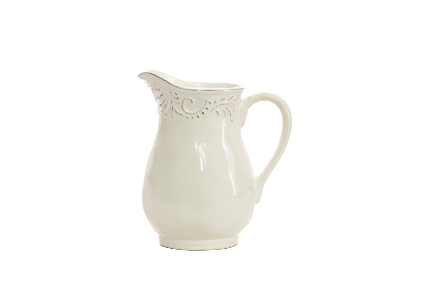 7.25"H Ceramic Pitcher with Embossed Details