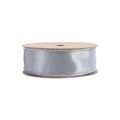 Wired Shimmer Satin Ribbon Silver 10 Yard Roll