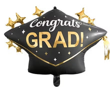 S34 Grad Cap Black & Gold 23in Balloon