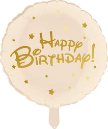 #195 Happy Birthday Script Cream 18in Balloon
