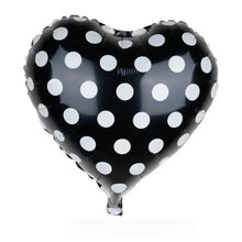 #617 Polka Dot Black Heart Balloon 18in Balloon
