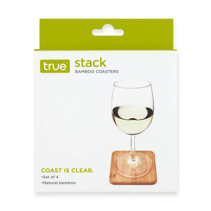 Stack Natural Bamboo Coasters 4ct