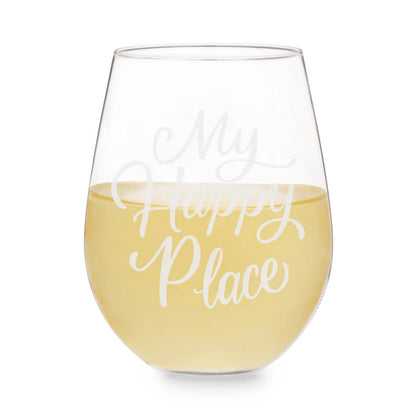 Stemless Wine Glass "My Happy Place"