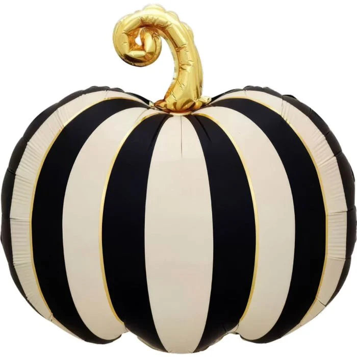 S29 Black and White Striped Pumpkin 25in Balloon