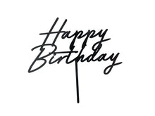 Happy Birthday Cake Topper Black Acrylic