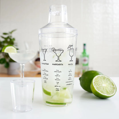 Recipe Cocktail Shaker in Clear Plastic