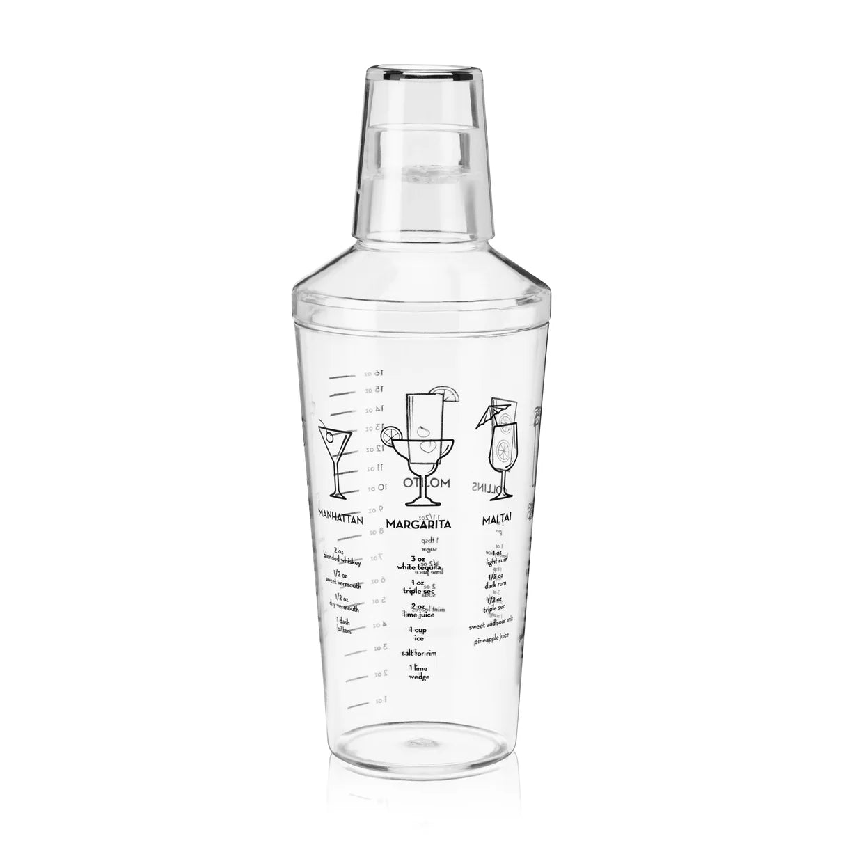 Recipe Cocktail Shaker in Clear Plastic