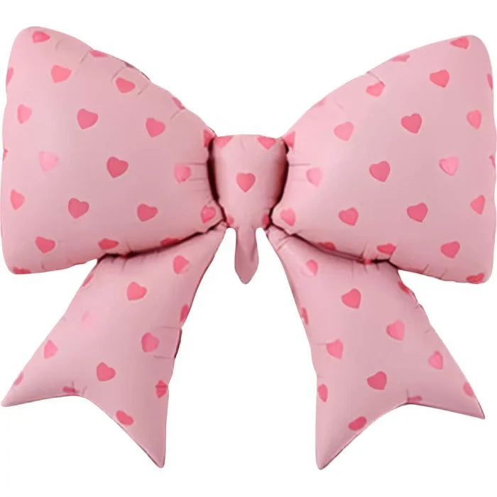 Matte Pink Bow with Pink Hearts 39in Balloon