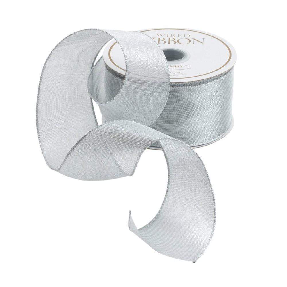 Sheer Silver Wired Ribbon, 1.5" - 9 yds