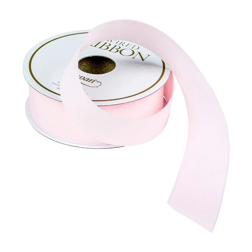 Powder Pink Grosgrain Wired Ribbon, 1" - 8 yds