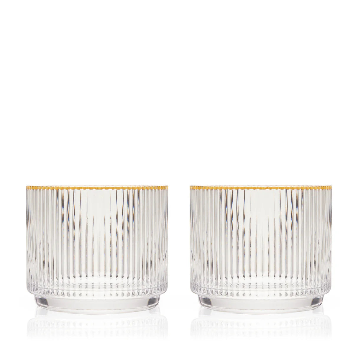 Meridian Crystal Gold Rimmed Lowball Tumblers 2ct