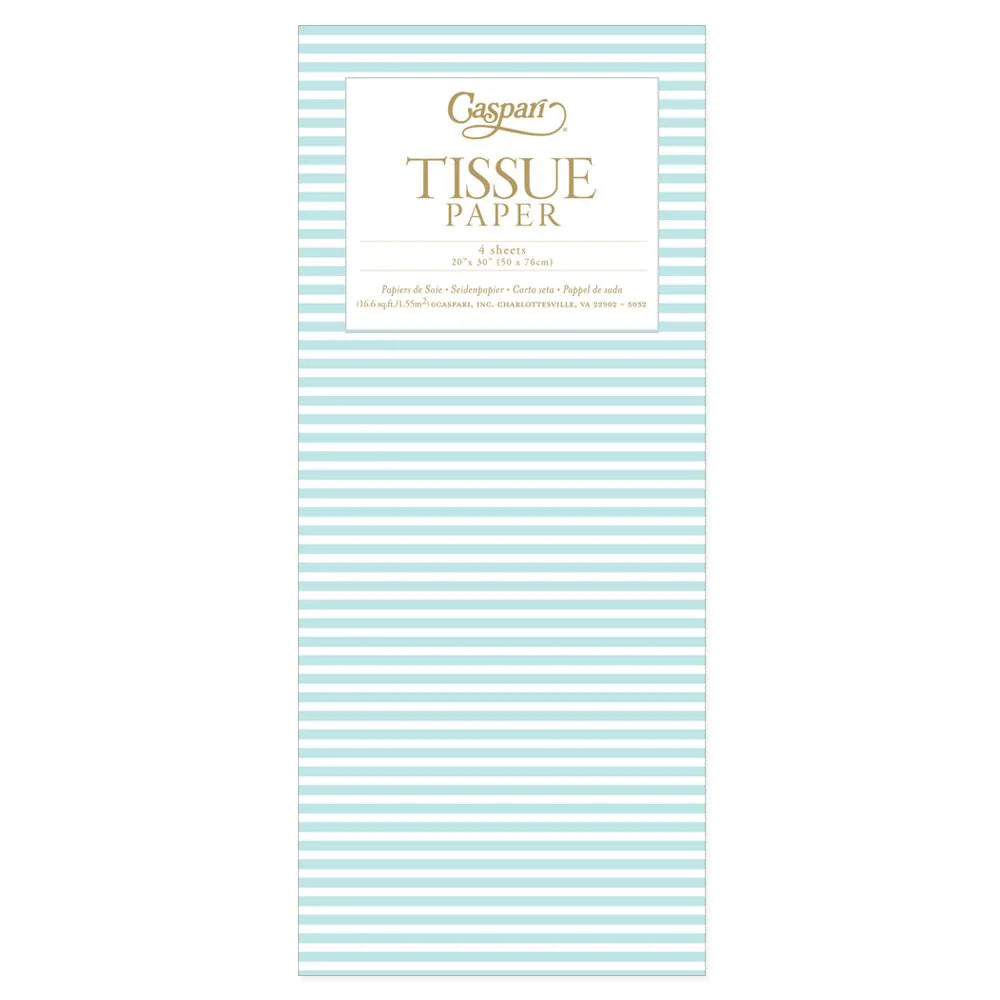 Mini Stripe Robin'S Egg Blue Tissue Pkg 4 Sheets