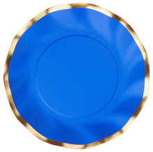 Blue and Gold Wavy 8in Salad/Dessert Plates 8ct