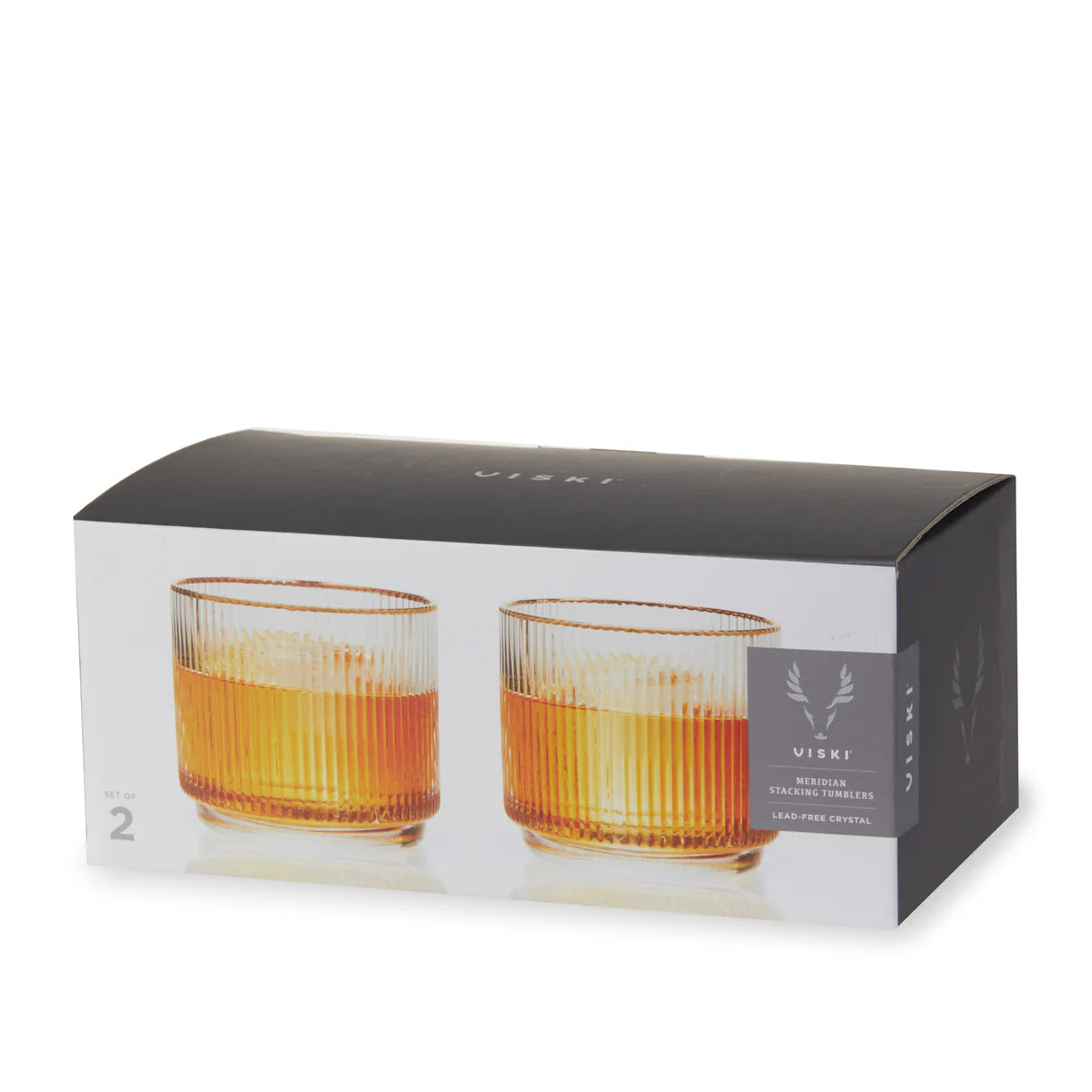 Meridian Crystal Gold Rimmed Lowball Tumblers 2ct
